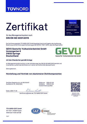 GEVU ist nach DIN EN ISO 9001:2015 zertifiziert
